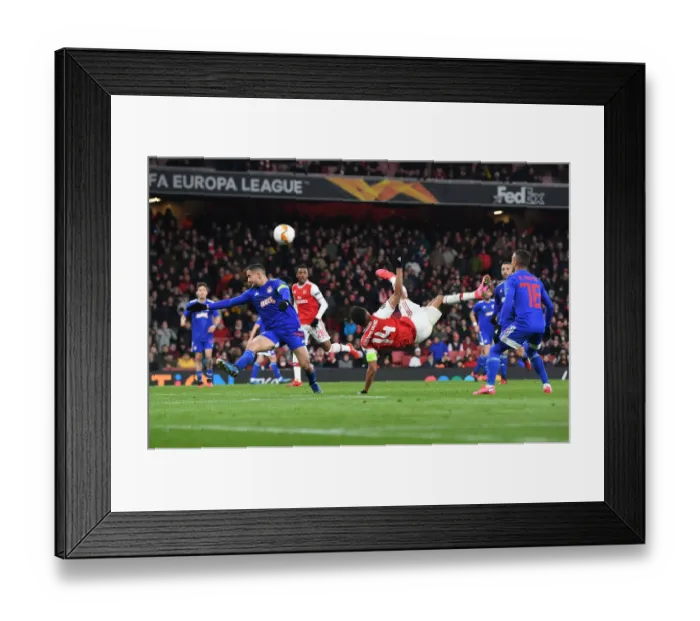 Framed Print : Arsenal's Aubameyang Scores Decisive Goal, Securing Europa League Victory over Olympiacos Framed Print : Arsenal's Aubameyang Scores Decisive Goal, Securing Europa League Victory over Olympiacos