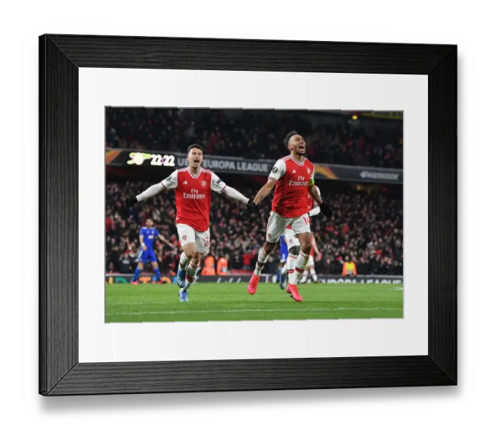 Framed Print : Arsenal: Aubameyang and Martinelli's Europa League Goal Celebration