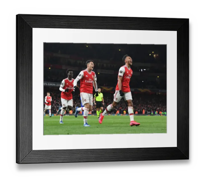 Framed Print : Aubameyang and Martinelli's Thrilling Europa League Goal Celebration for Arsenal Framed Print : Aubameyang and Martinelli's Thrilling Europa League Goal Celebration for Arsenal