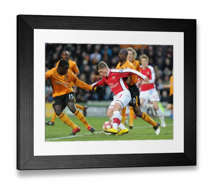 Framed Print : Andrey Arsahvin (Arsenal) Bernard Mendy and Georeg Boateng (Hull). Hull City 1: 2 Arsenal