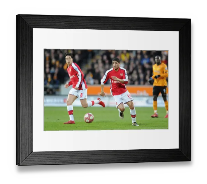 Framed Print : Denilson and Samir Nasri (Arsenal). Hull City 1: 2 Arsenal, Barclays Premier League