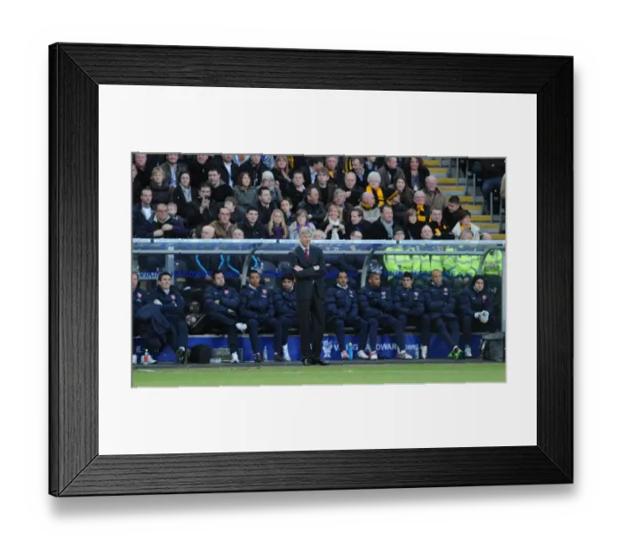 Framed Print : Arsenal manager Arsene Wenger during the match. Hull City 1: 2 Arsenal, Barclays Premier League