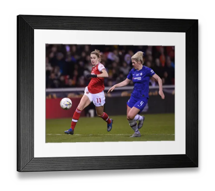 Framed Print : Showdown at the FA Womens Continental League Cup Final: Miedema vs. Bright - Arsenal vs. Chelsea