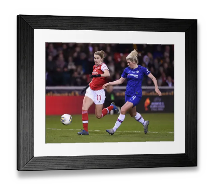 Framed Print : A Clash of Titans: Miedema vs. Bright in the FA Womens Continental League Cup Final - Arsenal vs. Chelsea