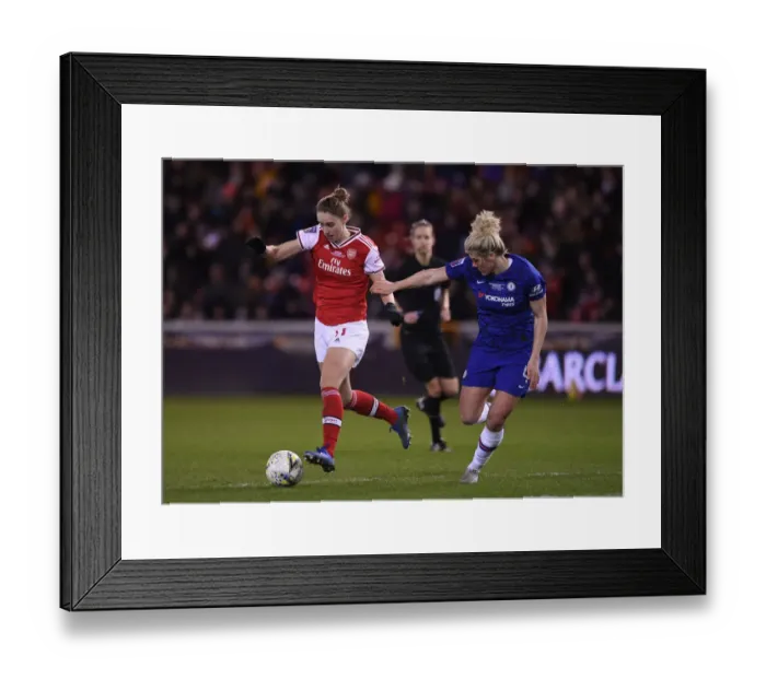 Framed Print : Arsenal vs. Chelsea Showdown: Miedema vs. Bright in FA Womens Continental League Cup Final: A Clash of Stars