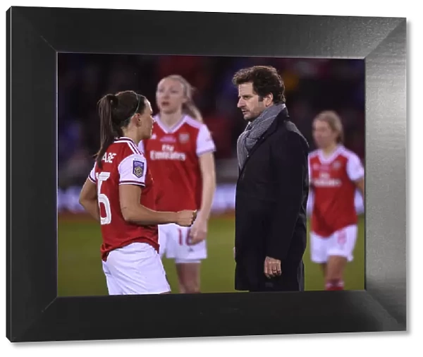 Arsenal Women's Manager Joe Montemuro and Katie McCabe Celebrate FA Womens Continental League Cup Final Win over Chelsea
