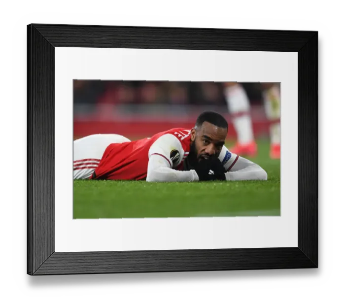 Framed Print : Arsenal's Alexandre Lacazette in Action against Olympiacos in UEFA Europa League Round of 32 (2019-20)