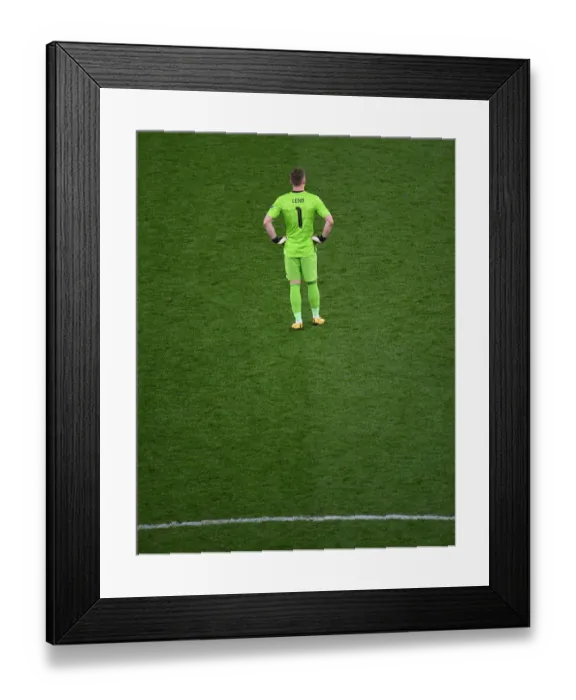 Framed Print : Arsenal's Bernd Leno Focuses in Europa League Clash Against Olympiacos