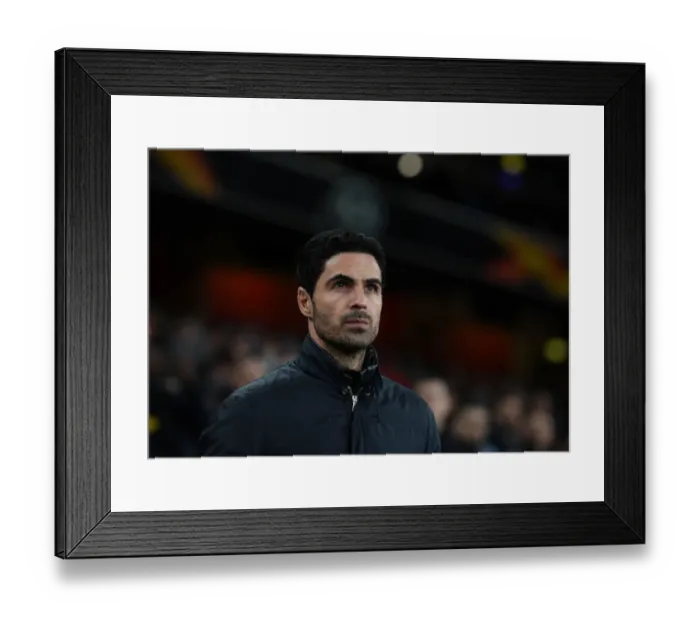 Framed Print : Mikel Arteta: Arsenal Head Coach Prepares for Europa League Clash Against Olympiacos