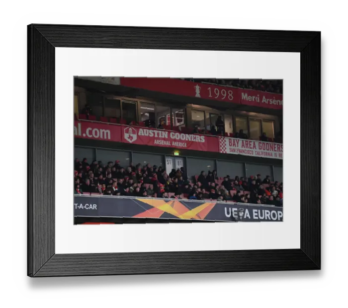 Framed Print : Arsenal vs Olympiacos: Austin Gooners Unite in Emirates Stadium - UEFA Europa League 2020