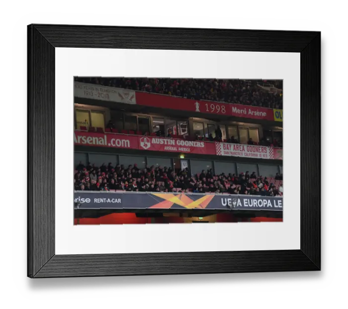 Framed Print : Arsenal Fans Unite: Austin Gooners Europa League Battle at Emirates Stadium (2019-20) Framed Print : Arsenal Fans Unite: Austin Gooners Europa League Battle at Emirates Stadium (2019-20)
