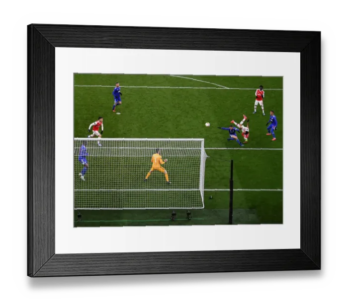 Framed Print : Aubameyang's Decisive Goal: Arsenal Secures Europa League Victory over Olympiacos
