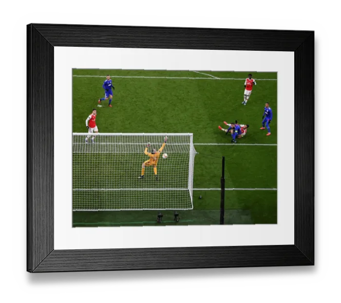 Framed Print : Arsenal's Aubameyang Scores Europa League Winner: Overpowering Olympiacos at Emirates Stadium