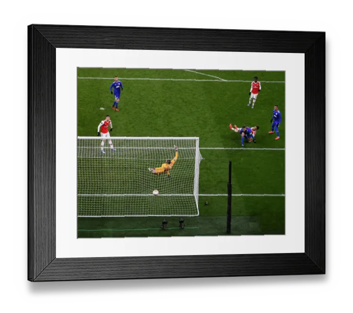 Framed Print : Aubameyang's Decisive Goal: Arsenal's Europa League Victory over Olympiacos
