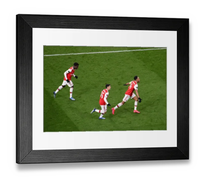 Framed Print : Arsenal's Europa League Victory: Aubameyang's Goal Secures Triumph over Olympiacos