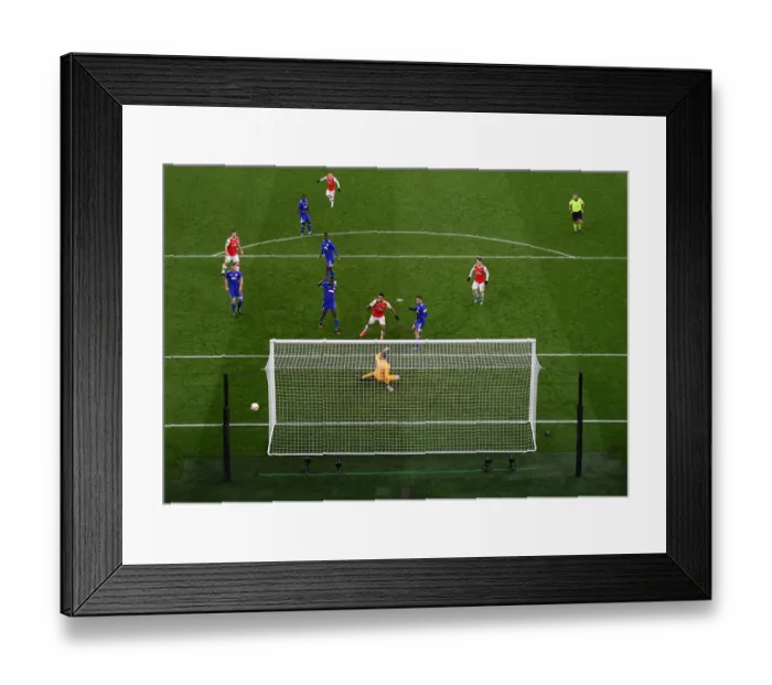 Framed Print : Aubameyang's Missed Chance: Arsenal's Europa League Struggle vs. Olympiacos