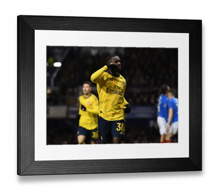 Framed Print : Eddie Nketiah Scores His Second: Arsenal Moves Forward in FA Cup against Portsmouth Framed Print : Eddie Nketiah Scores His Second: Arsenal Moves Forward in FA Cup against Portsmouth