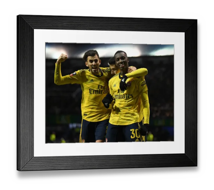 Framed Print : Arsenal's Nketiah and Ceballos Celebrate Double Strike Against Portsmouth in FA Cup Fifth Round Framed Print : Arsenal's Nketiah and Ceballos Celebrate Double Strike Against Portsmouth in FA Cup Fifth Round