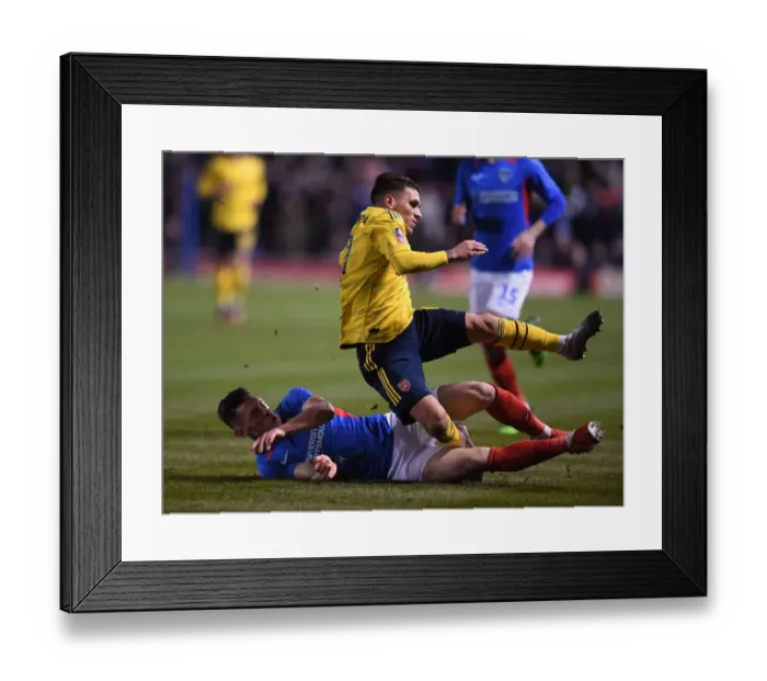 Framed Print : FA Cup Fifth Round: Torreira Fouled by Bolton - Portsmouth vs. Arsenal