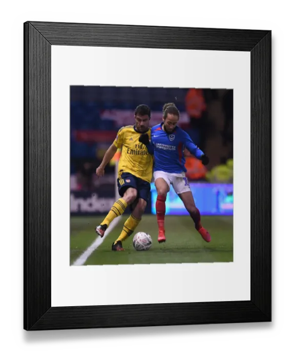 Framed Print : Portsmouth vs Arsenal: FA Cup Fifth Round Battle - Sokratis Clashes with Hackett-Fairchild Framed Print : Portsmouth vs Arsenal: FA Cup Fifth Round Battle - Sokratis Clashes with Hackett-Fairchild