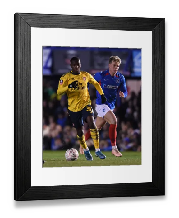 Framed Print : Nketiah vs McGeehan: FA Cup Fifth Round Battle at Fratton Park