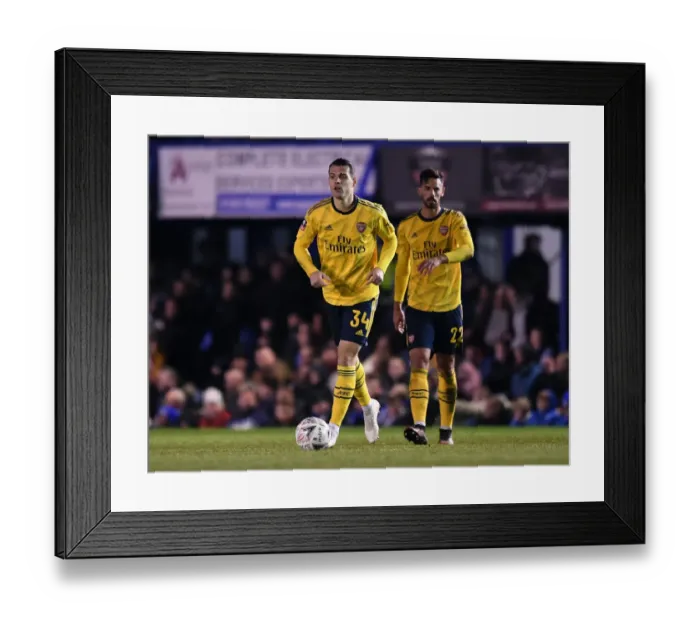 Framed Print : Granit Xhaka in Action: Arsenal's FA Cup Fifth Round Clash against Portsmouth, 2020 Framed Print : Granit Xhaka in Action: Arsenal's FA Cup Fifth Round Clash against Portsmouth, 2020