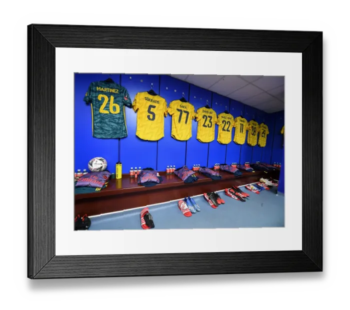 Framed Print : Behind the Scenes: Arsenal's FA Cup Preparation in the Changing Room before Portsmouth Clash Framed Print : Behind the Scenes: Arsenal's FA Cup Preparation in the Changing Room before Portsmouth Clash