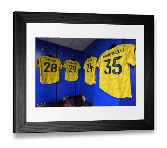Framed Print : Arsenal's FA Cup Preparation: A Showdown at Fratton Park - Arsenal's Changing Room before the FA Cup Fifth Round Match Framed Print : Arsenal's FA Cup Preparation: A Showdown at Fratton Park - Arsenal's Changing Room before the FA Cup Fifth Round Match