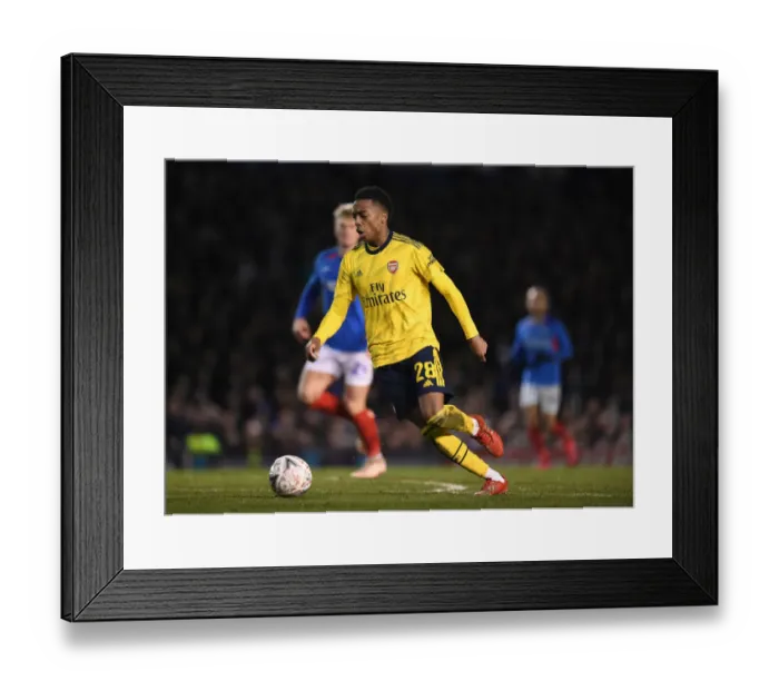 Framed Print : Joe Willock's Star Performance: Arsenal Marches Forward in FA Cup after Triumph over Portsmouth