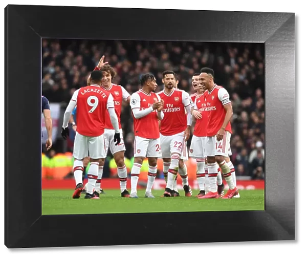 Arsenal Celebrate Lacazette's Goal Against West Ham: David Luiz, Nelson, Mari, Aubameyang Rejoice
