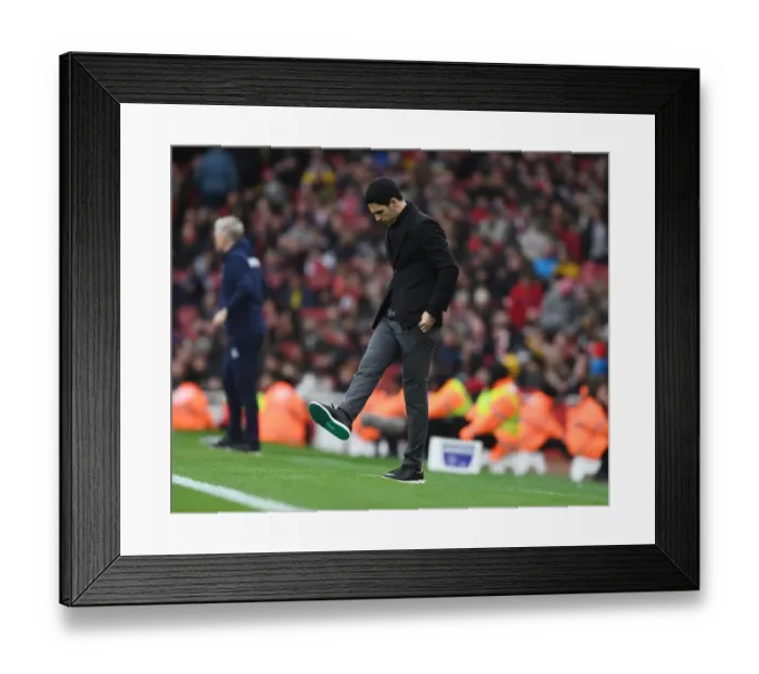 Framed Print : Mikel Arteta Faces Off Against West Ham United: Arsenal vs. West Ham Clash in Premier League
