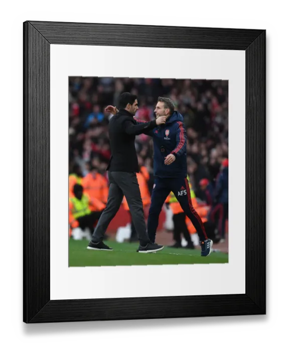 Framed Print : Mikel Arteta's Victory Celebration: Arsenal's Premier League Win Against West Ham United Framed Print : Mikel Arteta's Victory Celebration: Arsenal's Premier League Win Against West Ham United