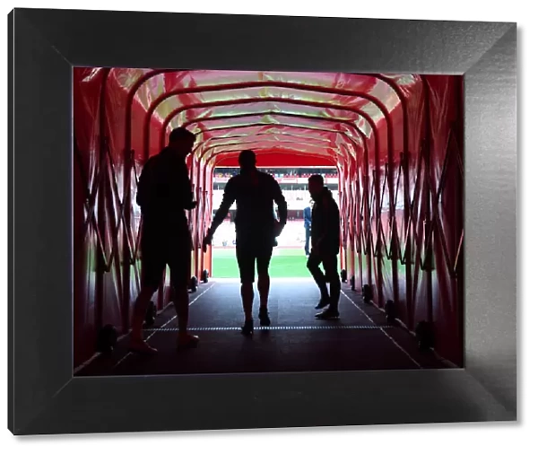 Arsenal Goalkeepers and Coach in the Tunnel Before Arsenal v West Ham United (2019-20)