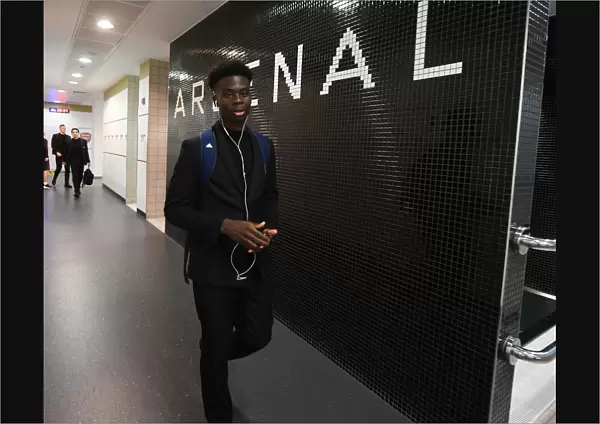 Arsenal's Bukayo Saka in the Changing Room Before Arsenal v West Ham United (2019-20)