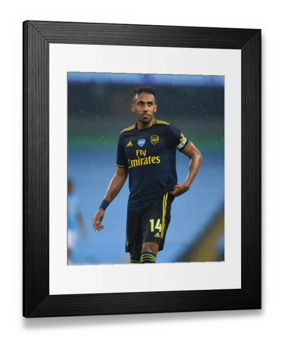 Framed Print : Pierre-Emerick Aubameyang Faces Manchester City: Arsenal vs. Manchester City, Premier League 2019-2020