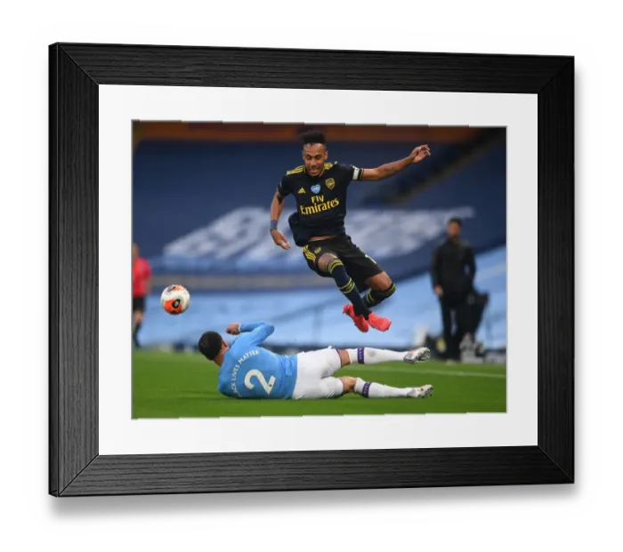 Framed Print : Premier League Showdown: Aubameyang vs. Walker - Manchester City vs. Arsenal (2019-20)