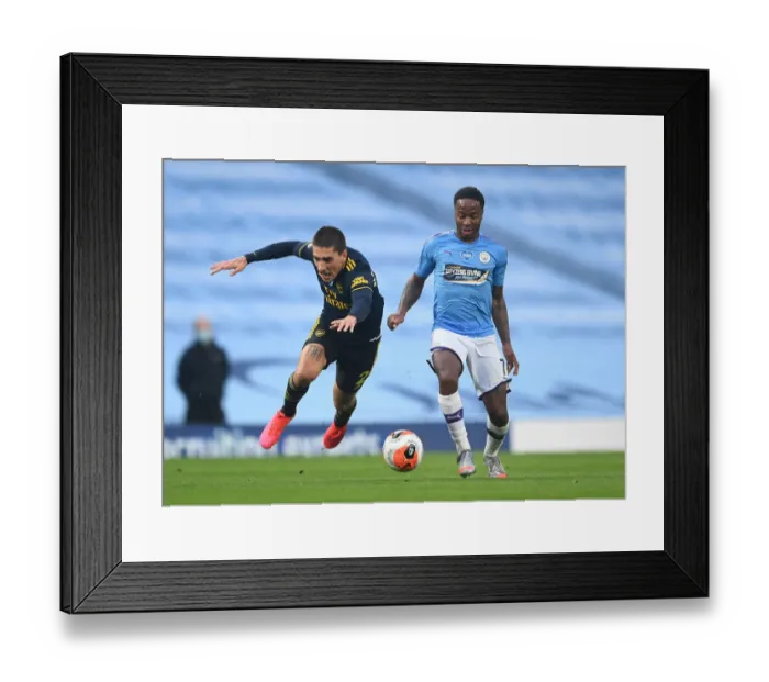 Framed Print : Bellerin vs Sterling: Manchester City vs Arsenal FC - Premier League Showdown (2019-20)