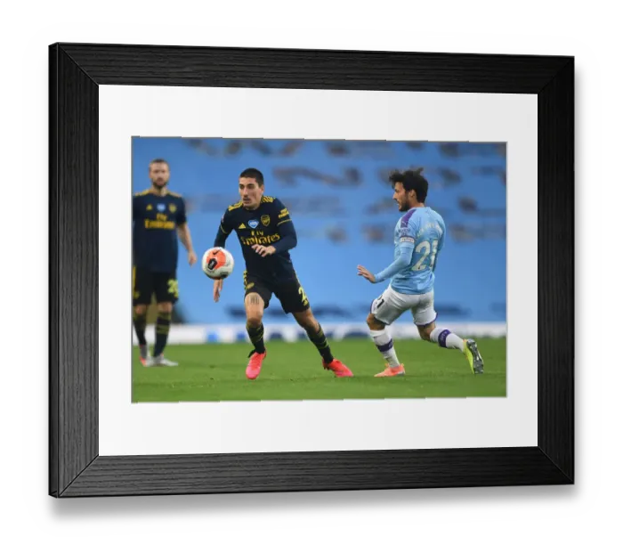 Framed Print : Bellerin vs. Silva: Battle at the Etihad - Manchester City vs. Arsenal, Premier League 2019-20