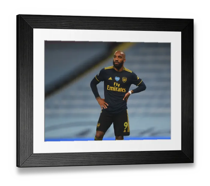 Framed Print : Arsenal vs. Manchester City Showdown: Lacazette Goes Head-to-Head in Premier League Battle (2019-20) Framed Print : Arsenal vs. Manchester City Showdown: Lacazette Goes Head-to-Head in Premier League Battle (2019-20)