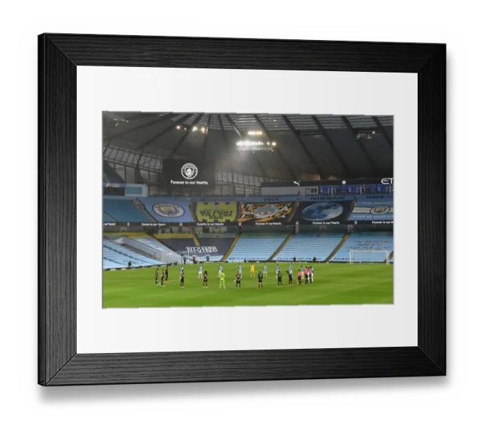 Framed Print : Silent Tribute: Premier League Showdown - Manchester City vs. Arsenal (June 2020)