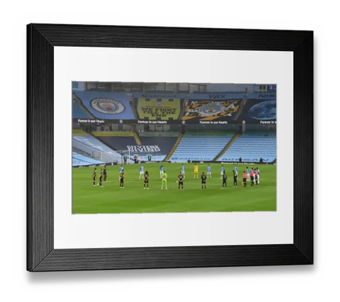 Framed Print : Silent Tribute: Manchester City vs. Arsenal - Premier League Showdown (2019-20) - Pre-Match Minutes of Silence