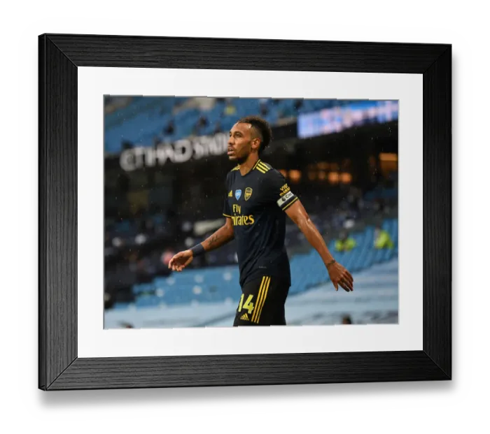 Framed Print : Aubameyang Faces Manchester City: Arsenal vs. Manchester City, Premier League 2019-2020