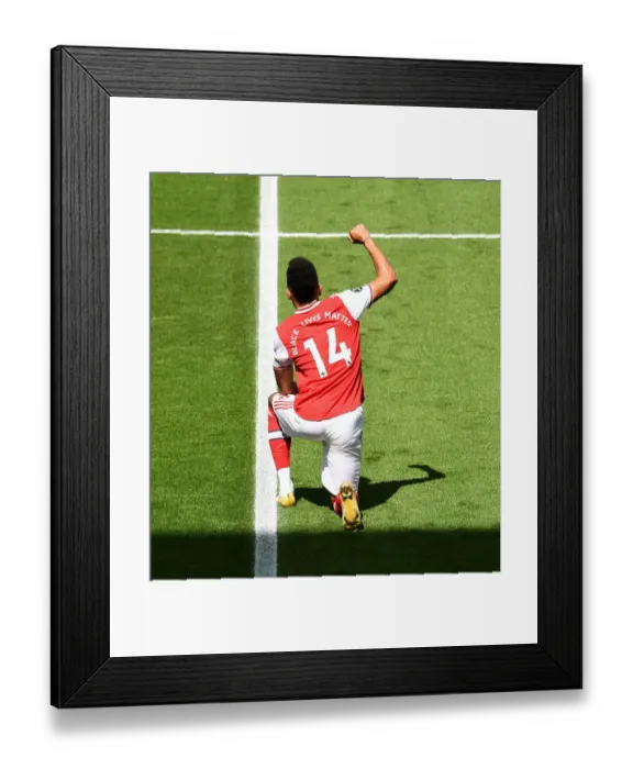 Framed Print : Arsenal's Aubameyang Kneels During Brighton Match (2020 Premier League)