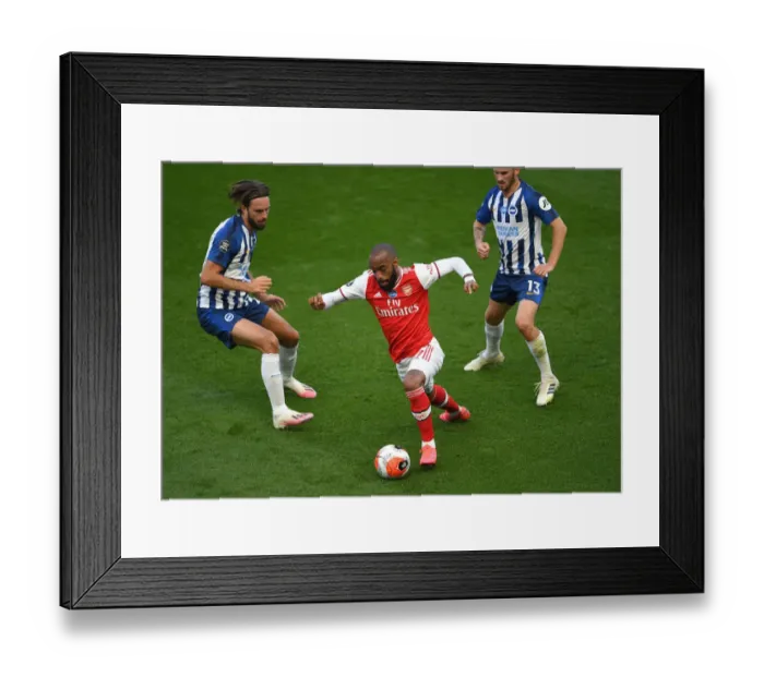 Framed Print : Lacazette's Duel: Propper and Gross vs. Arsenal's Star Forward at Brighton