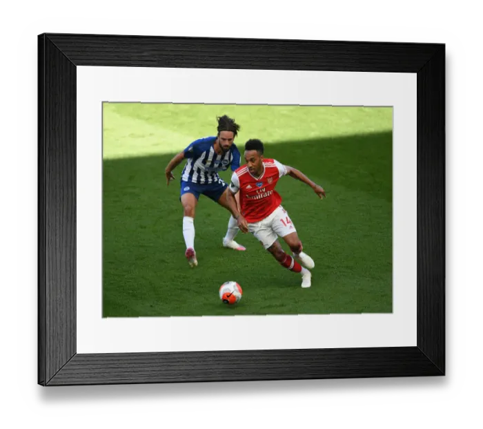 Framed Print : Aubameyang vs. Propper: Battle in the Premier League - Brighton & Hove Albion vs. Arsenal FC