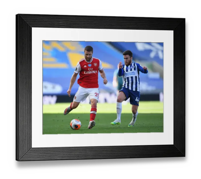 Framed Print : Mustafi Barely Escapes Pressure from Connolly in Intense Brighton vs. Arsenal Clash (Premier League 2019-20) Framed Print : Mustafi Barely Escapes Pressure from Connolly in Intense Brighton vs. Arsenal Clash (Premier League 2019-20)
