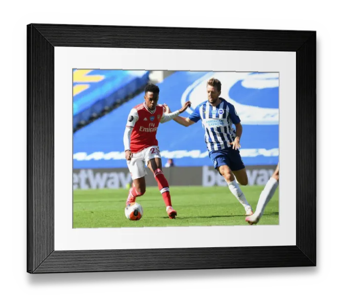 Framed Print : Joe Willock Clashes with Dale Stephens: Brighton vs. Arsenal, Premier League 2019-2020