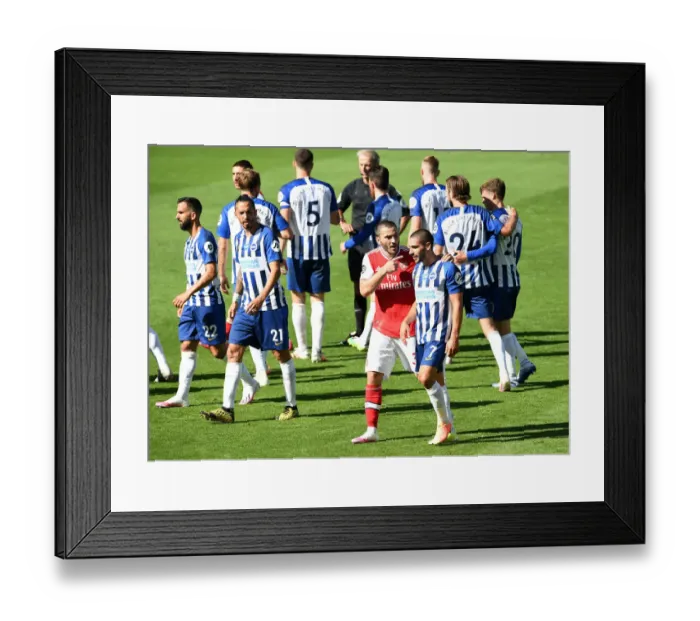 Framed Print : Intense Clash: Maupay vs. Kolasinac in Brighton vs. Arsenal (2019-20) Framed Print : Intense Clash: Maupay vs. Kolasinac in Brighton vs. Arsenal (2019-20)