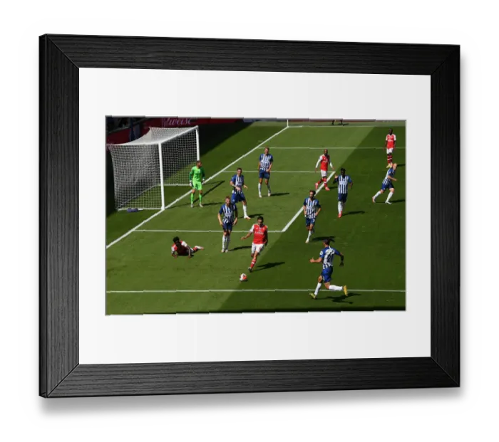 Framed Print : Dani Ceballos Chases Down Loose Ball: Brighton & Hove Albion vs. Arsenal FC, Premier League 2019-2020