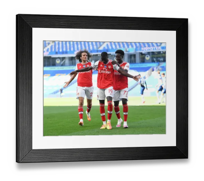 Framed Print : Pepe's Thriller: Arsenal's Triumph at Brighton - A Celebratory Moment with Guendouzi and Saka (2019-20) Framed Print : Pepe's Thriller: Arsenal's Triumph at Brighton - A Celebratory Moment with Guendouzi and Saka (2019-20)